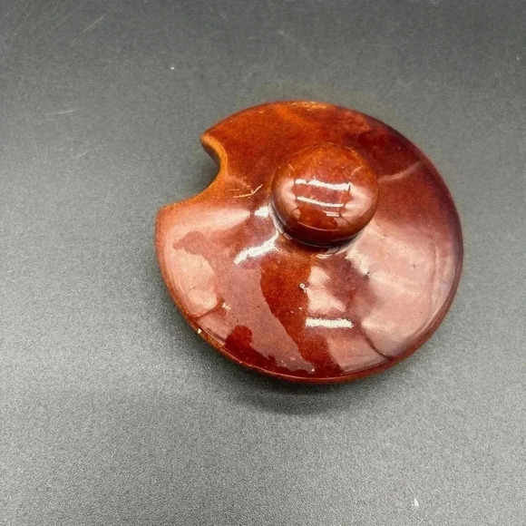 Crock Brown Drip Condiment Caddy Speckled Brown Glaze Vintage Stoneware - Picture 10 of 10